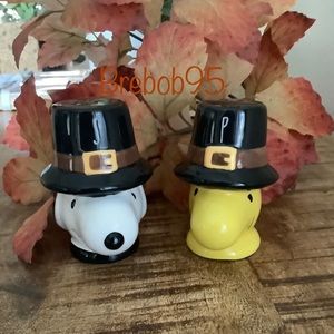 Rae Dunn Peanuts Snoopy & Woodstock Thanksgiving salt & pepper shakers-LAST SET